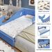 Kinder-Spleißbett, Polsterbett, Tagesbett, Walförmiges Design, Schlafsofa , 2 Schubladen Auf Rollen, PU+MDF+Sperrholz, Blau, 90x200cm_voghion.com