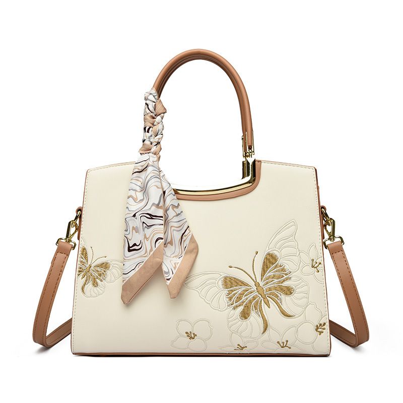 Elegante orientalische Stickerei, große Kapazität, Umhängetasche aus echtem Leder mit künstlerischem Blumendesign, Messenger Bag aus echtem Leder_voghion.com