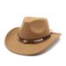 Spring, autumn, winter khaki felt with woolen fabric wide brims protection warmth. Western cowboy top hats are_voghion.com