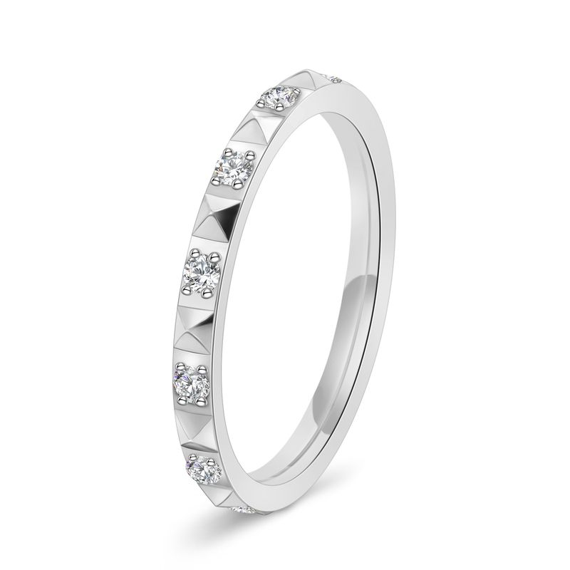 Gioielli da donna in acciaio inossidabile, stile piccolo, fragranza, 2 mm di larghezza, anello con diamanti a piramide in oro K, accessori per gioielli_voghion.com