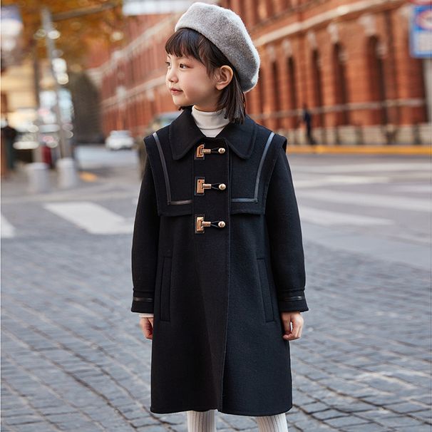 Doppelseitiger Wollmantel für Mädchen | Marineblauer Cape-Trenchcoat für Teenager (Rot/Schwarz/Khaki) | Winterjacke aus 80 % Wollmischung_voghion.com