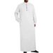 Herrenbekleidung Einfache lange Stehkragenknopf Muslim Robe_voghion.com