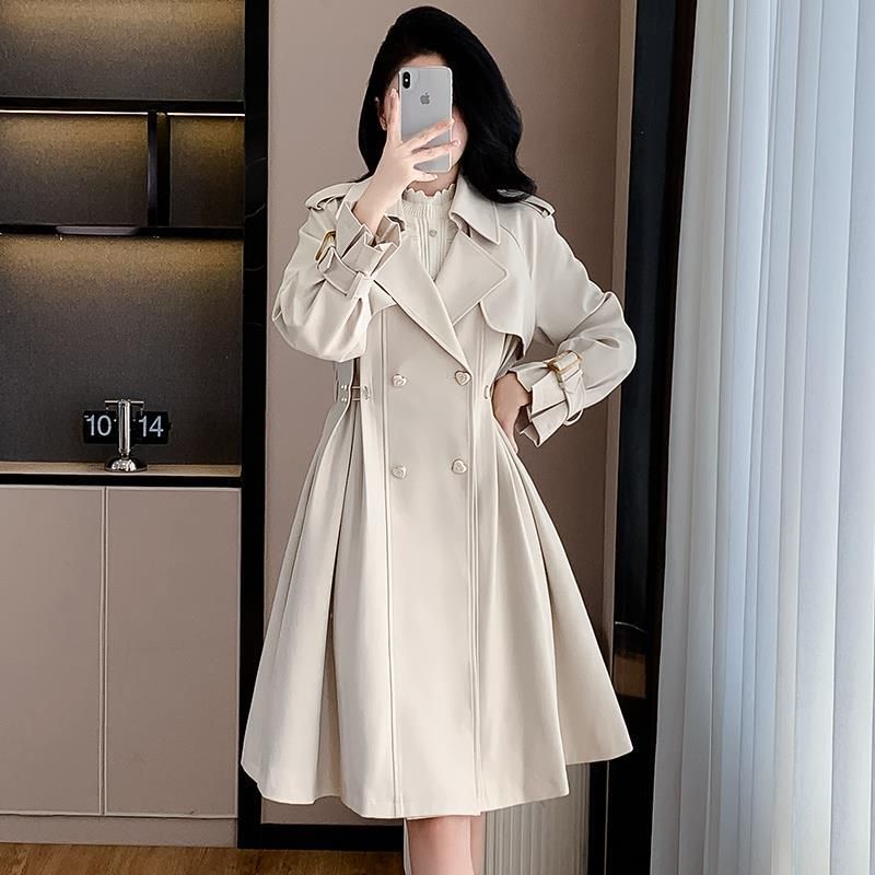Spring And Autumn New French Style Commuter Windbreaker Women's Design Sense Long Loose Waist Jacket Coat_voghion.com