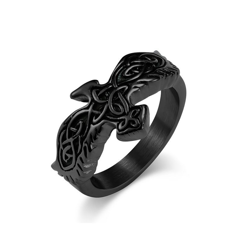 Retro Nordischer keltischer ewiger Knoten Adler Titanstahlring Nischenpersönlichkeit Kultursymbol Handschmuck_voghion.com