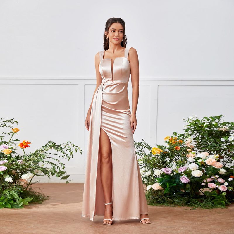 Sling Strap Bra Side High Split Wrap Hip A-line High Waist Women's Dress_voghion.com