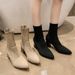 2023 autunno e inverno nuovo stile volante intrecciato tacco spesso stivali corti calzini elastici a punta stivali alla moda tacco alto moda stivali singoli donne_voghion.com