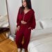 Women's Casual Solid Color Long Sleeve Zipper Cardigan Drawstring Hoodie Sweatshirt Elastic Pants Two-Piece Set_voghion.com