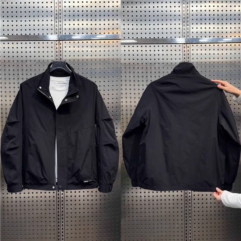 Giacca da uomo semplice con colletto rialzato, alla moda autunno e inverno, design alla moda, versatile, casual, comoda e ampia_voghion.com