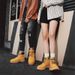 Men's 6-Inch Waterproof Leather Boots - Outdoor Hiking Work Boots, Classic Yellow Ankle Boots For Men, Non-Slip_voghion.com