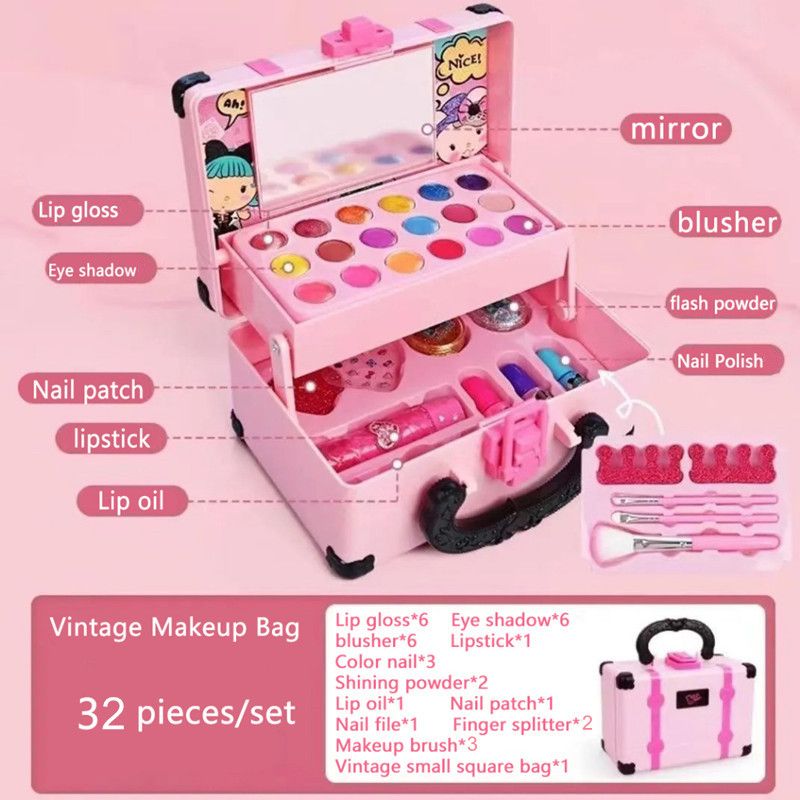 Kit de maquillage pour enfants, jeu de simulation, jouets pour filles, ensemble de maquillage de princesse, cosmétiques non toxiques, jouets éducatifs d'apprentissage précoce pour filles, cadeau_voghion.com