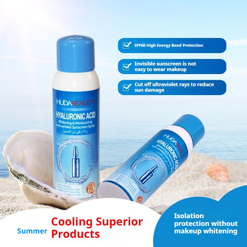 Spray Huda Beautiful pentru izolare, cremă de protecție solară pentru studenți, hidratantă, răcoritoare, rezistentă la transpirație, impermeabilă, SPF6_voghion.com