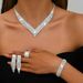 Damen-Schmuckset, High-End-Design, voller Diamanten, super funkelnd, Halskette, Quaste, Ohrringe, Armband, Ring-Set, Brautmode-Schmuckset_voghion.com