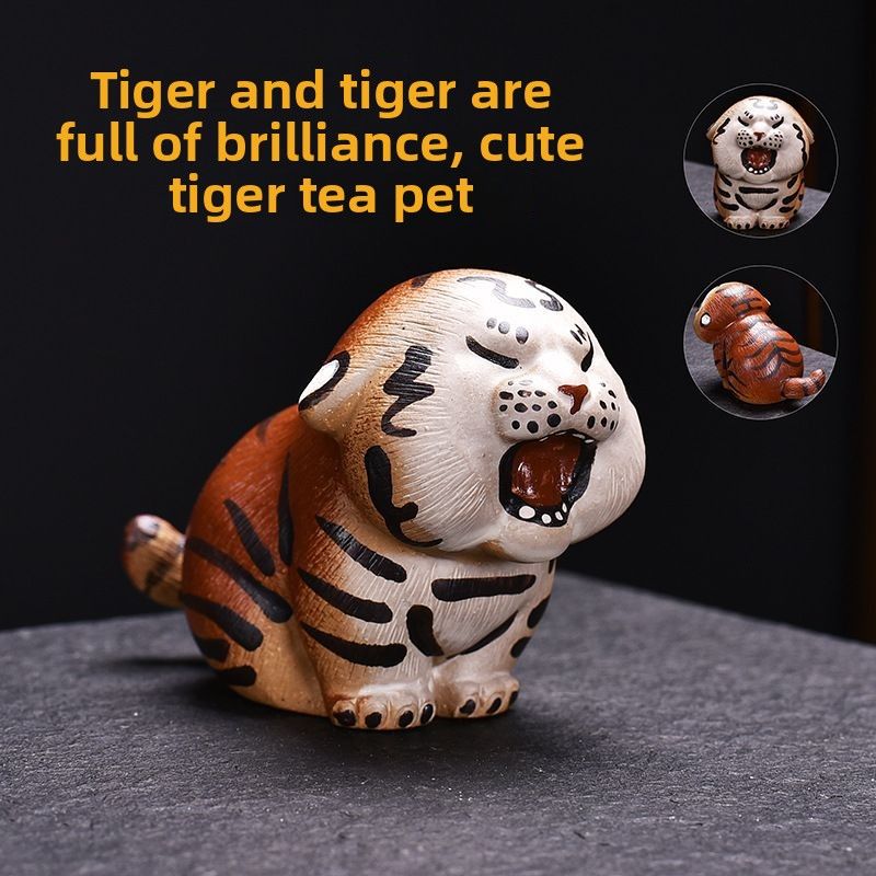 Purple Clay Pet Ornament Little Cute Wealth-Attracting Tiger Auspicious Beast Lucky Kung Fu Set Can Be Cultivated_voghion.com