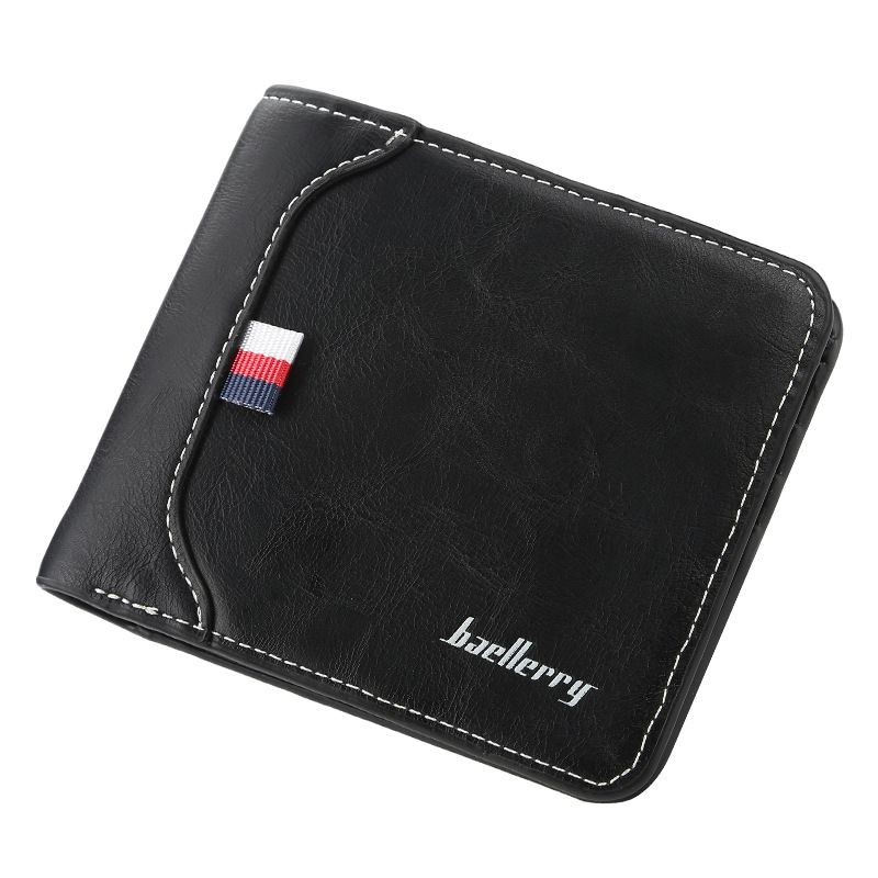 Baellerry versión de cartera corta para hombre con múltiples ranuras para tarjetas, monedero triple, tarjetero horizontal juvenil para hombre_voghion.com