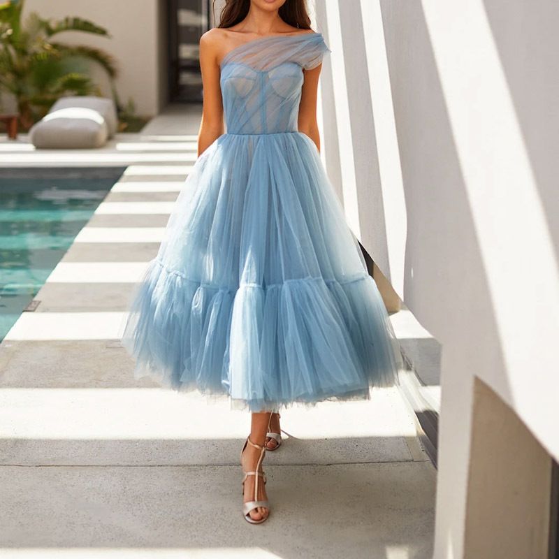 Damen Prinzessin Kleid neues ärmelloses Kleid Bankettkleid Host langes Kleid Alltagskleid_voghion.com