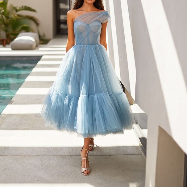 Damen Prinzessin Kleid neues ärmelloses Kleid Bankettkleid Host langes Kleid Alltagskleid_voghion.com