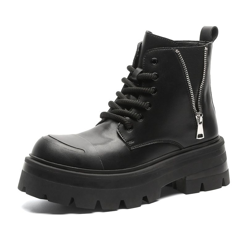 Martin Boots Niche Design Premium Locomotief Retro Ronde Kop Gereedschapslaarzen met Zijritsband_voghion.com
