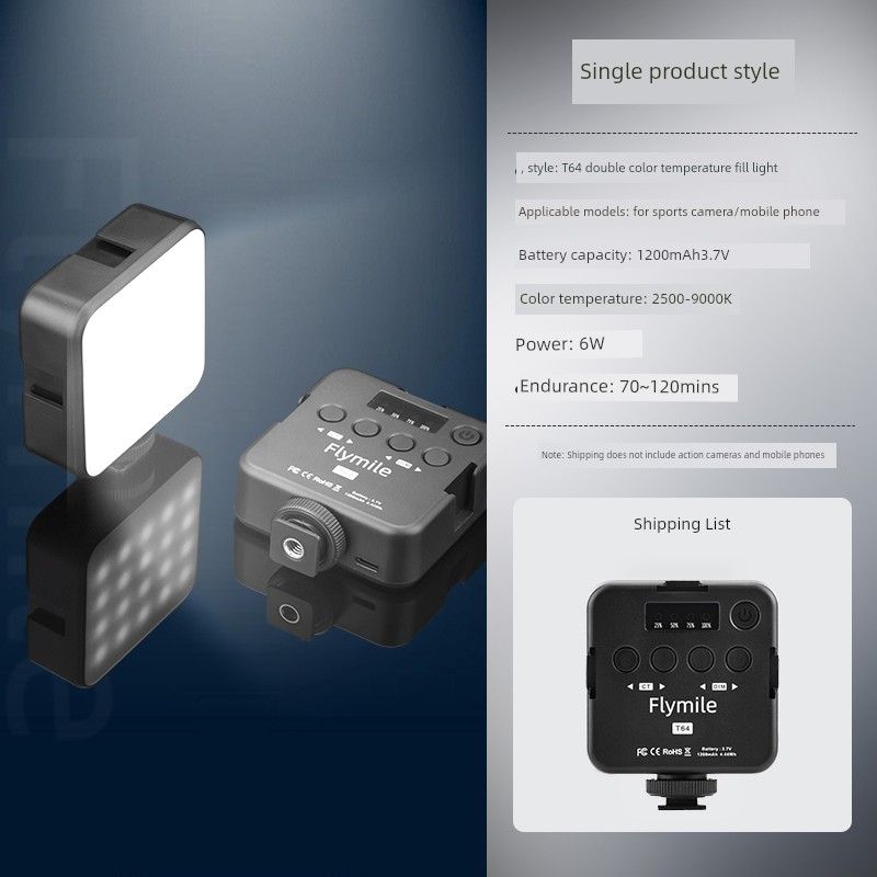 Mini Action4/5pro sportovní kamera Vlog přenosná fotografická lampa RBG plnobarevné výplňové světlo_voghion.com