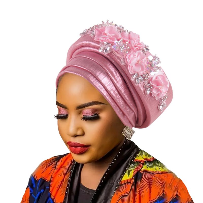Women's Scarves Ethnic Heavy Industry Flower Beauty Strip Two Layer Sponge Turban Cap_voghion.com
