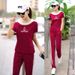Casual Sports Suit For Women Summer 2025 New Loose Fashionable Youthful Wide-Leg Pants Two-Piece Set_voghion.com