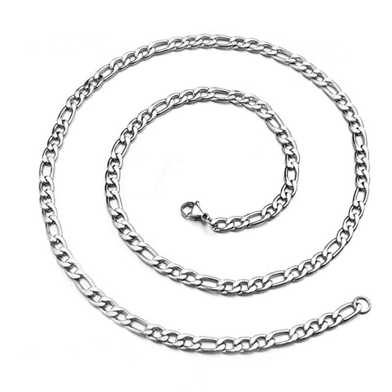 Corrente de aço inoxidável prateada minimalista, colar masculino e feminino, joia_voghion.com
