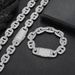 Men And Women's Jewelry 16mm Cuban Link Chain With Zirconia Pig Nose Pendant - Hip Hop Style Unisex Necklace And Bracelet Set_voghion.com