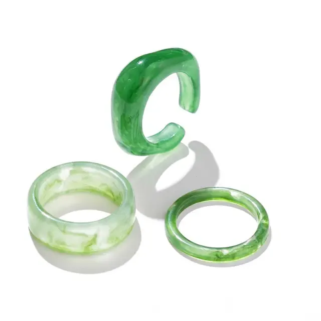 2025 Nuovi arrivi 3 pezzi/set creativo quadrato trasparente geometrico rotondo acrilico stile coreano moda gioielli donne anello aperto_voghion.com