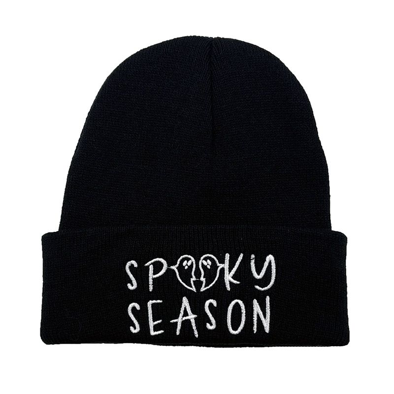 Chapéu de lã bordado de Halloween, chapéu térmico de outono e inverno para homens e mulheres, chapéu frio_voghion.com