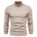 Maglione pullover tinta unita autunno e inverno nuovo collo alto da uomo casual in maglia filo camicia_voghion.com