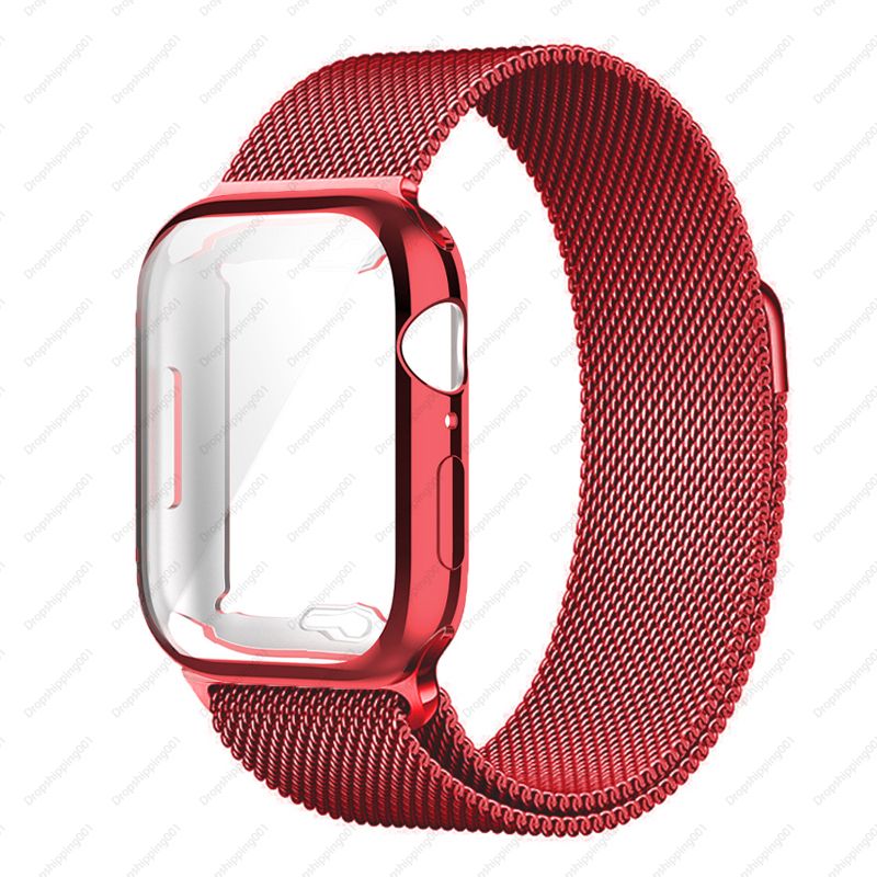 Magnetic strap+case for apple watch band 45mm 44mm 40mm 41mm 42mm 38mm 45 mm metal belt correa iWatch series 6 7 5 se 8 bracelet_voghion.com