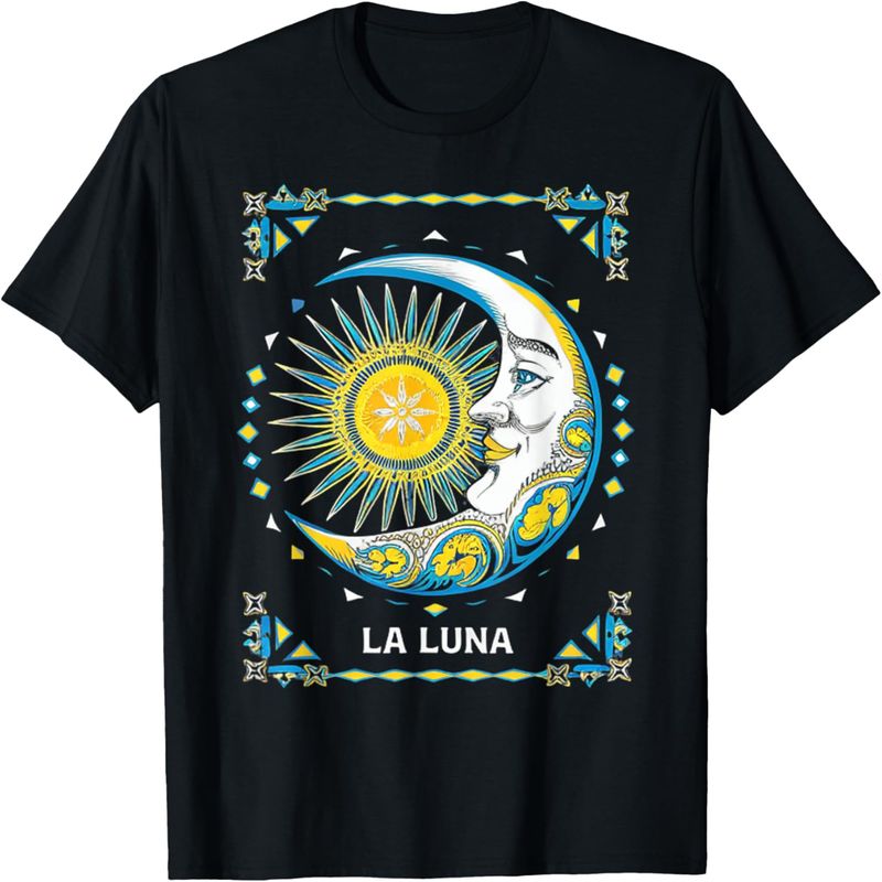 Camiseta artística do cartão de loteria mexicana La Luna._voghion.com