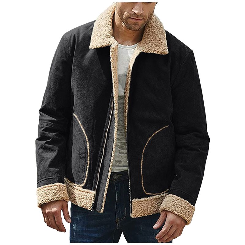 men's large size frosted velvet composite coat thick coat fur integrated_voghion.com