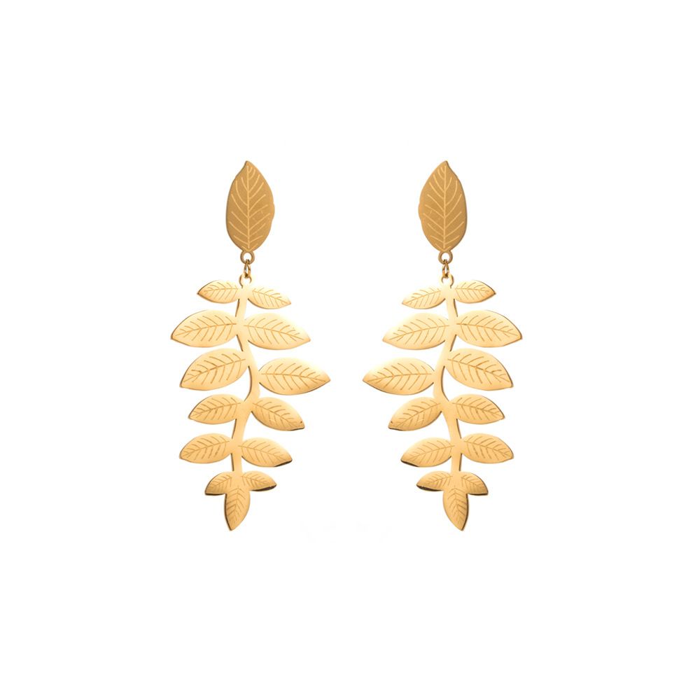Fashionable New Titanium Steel With Polygonal Leaves, Long Multi-layer Tassel Earrings, Simple And High-end Earrings_voghion.com
