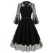 Zweiteiliges mittellanges Kleid für Damen im dunklen Gothic-Halloween-Stil_voghion.com