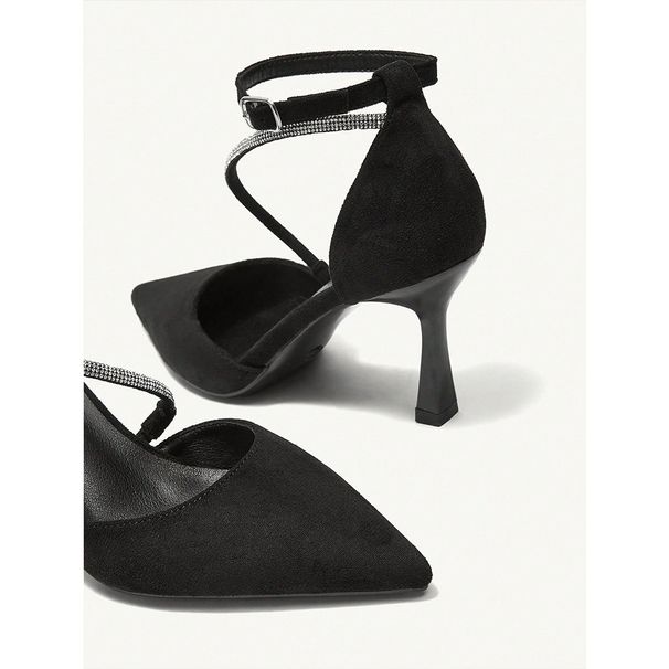 Sandali con tacco alto da donna, tacchi alti di grandi dimensioni, nuovi sandali Baotou da donna, scarpe singole con tacco sottile e punta a punta, catena di strass_voghion.com