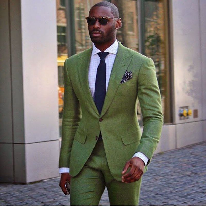 Terno casual de negócios verde masculino de duas peças terno de banquete de casamento do padrinho_voghion.com