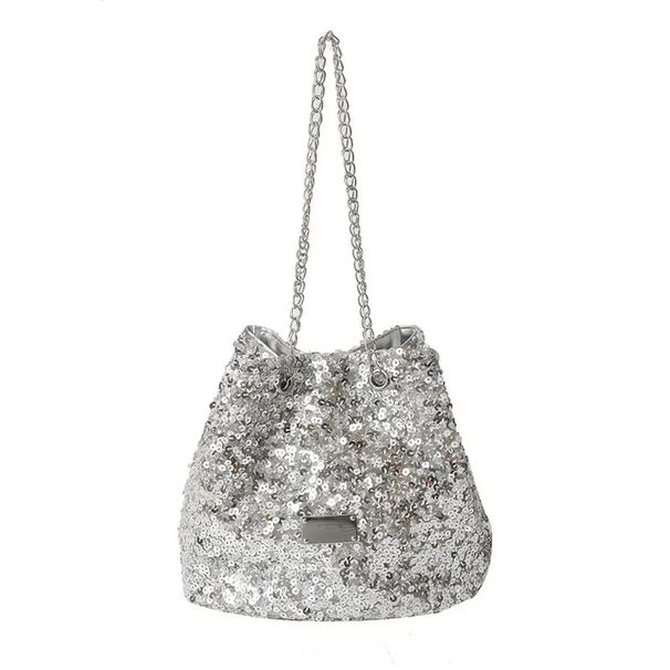 Borse a secchiello da donna con paillettes alla moda Borsa a tracolla a tracolla femminile Borsa a tracolla a catena Borsa a tracolla da donna Сумка_voghion.com