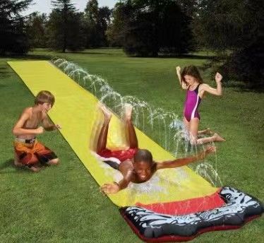 Inflatable PVC Water Slide With Sprayer Outdoor Slip Slide For Kids Adults Double Lane Splash Pool Wave Board Included_voghion.com