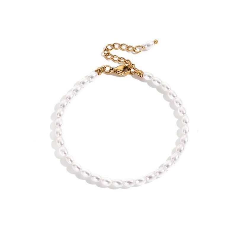 Ins Style Nischentemperament Perlen Titan Stahl Armband Oval Perlenschmuck_voghion.com