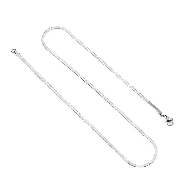 Klasszikus rozsdamentes acél lapos halszálkás kígyólánc férfiaknak és nőknek Chokers kulcscsont nyaklánc ékszer ajándék_voghion.com