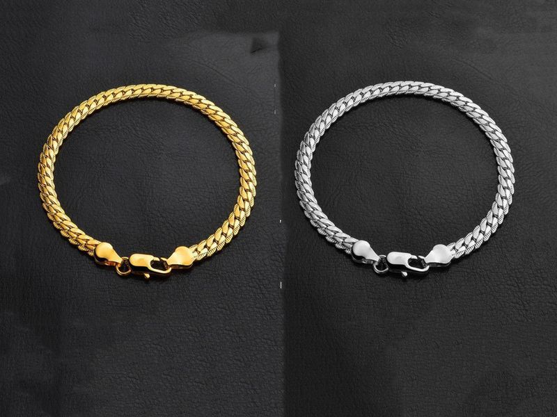 Bracciale semplice in pizzo con catena laterale da 5 mm, placcato in argento, da donna_voghion.com