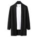 New Autumn Mid-Length Korean Style Slim Fit Trench Coat Men's Knitted Sweater Plus Size Cardigan Jacket_voghion.com