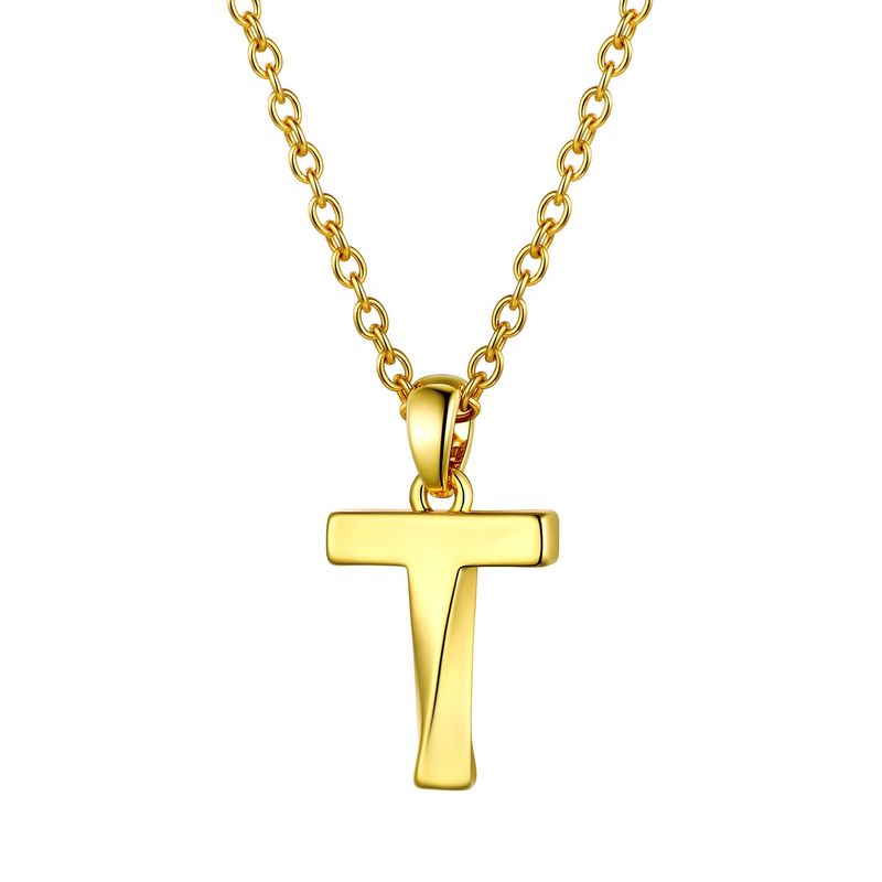 Collier avec initiale en or Laatikui Collier élégant avec pendentif lettre T torsadé en 3D avec nom et monogramme pour femmes et hommes_voghion.com