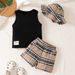 Mother & Kids baby three-piece suit Korean version sleeveless vest plaid shorts boy baby 2024 spring fashion suit_voghion.com