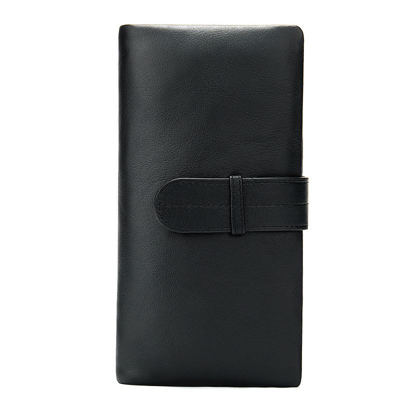 RFID-Antimagnetische Herren-Geldbörse aus echtem Leder, langer Kordelzug, 2-fach gefaltete Geldbörse, lässige Geldbörse aus Rindsleder mit oberer Schicht, Herren-Geldbörse_voghion.com