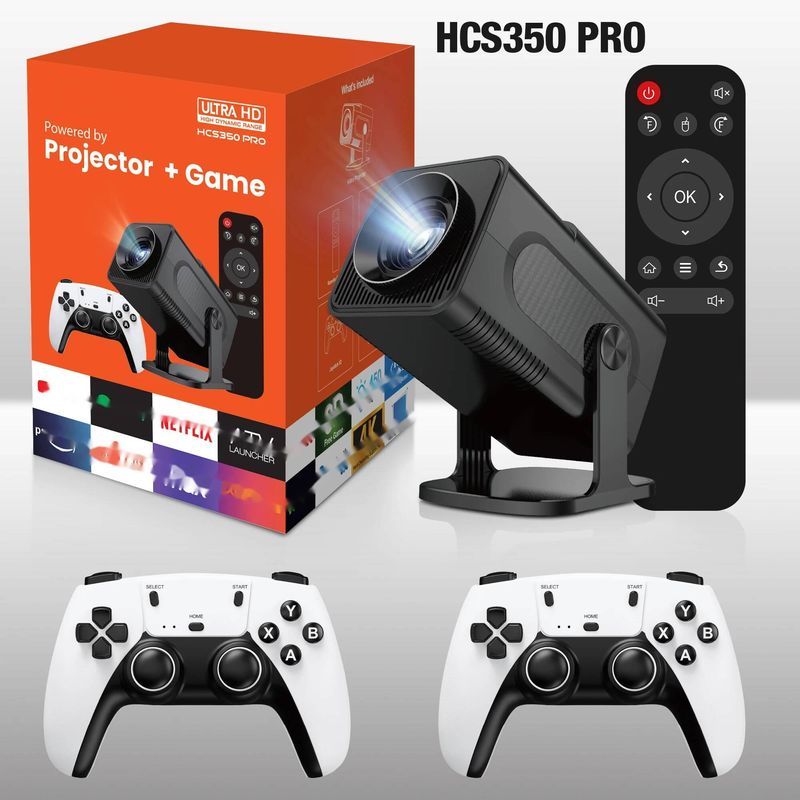 HCS350 Pro Projector Game Console Mini Beamer For Xiaomi IOS Android Phone Compatible With PSP PS1 GBA Simulator_voghion.com