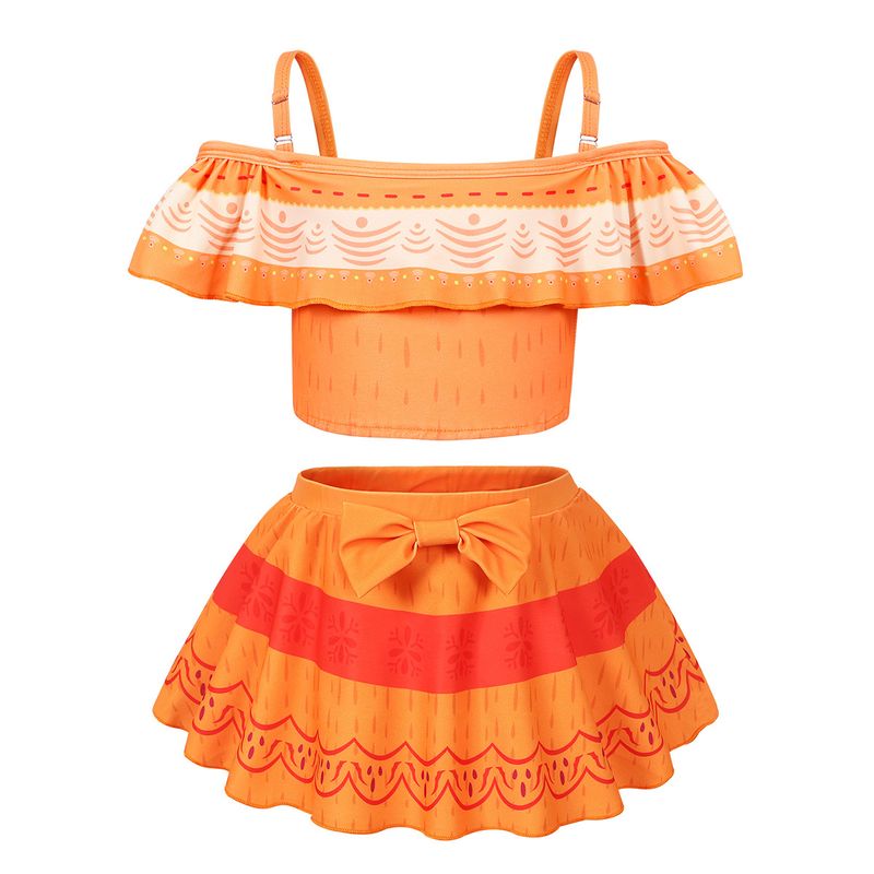 Mamma e bambini Magic Full House Girls Summer New Split costume da bagno in due pezzi Abbigliamento per bambini Una spalla Stampa di cartoni animati Abiti da spiaggia_voghion.com