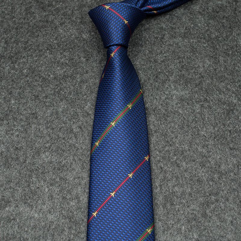 Nytt tilfeldig personlig brodert bimønster stripete formell business casual marineblå bie slips for menn_voghion.com