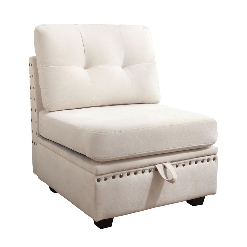 Vintage Modular Sectional Sofa, Convertible Multiple Combination Sofa Couch With Storage, Memory Foam, Vintage Copper Nail Modular Sectionals M-Middle Module Beige (1 Middle Stool)_voghion.com