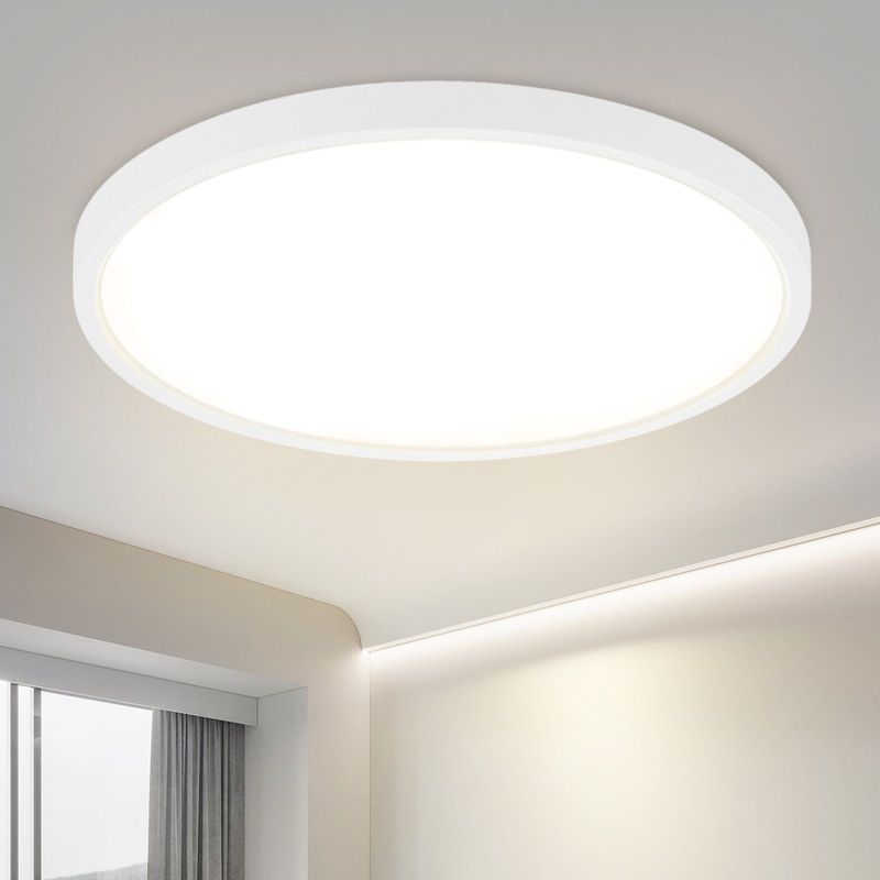 Deckenlampe LED Deckenleuchte Weiß - Schlafzimmerlampe Flach Ø30CM Badezimmerlampe Rund Flurlampe 24W Badezimmer Deckenbeleuchtung 4000K Für Bad Küche_voghion.com